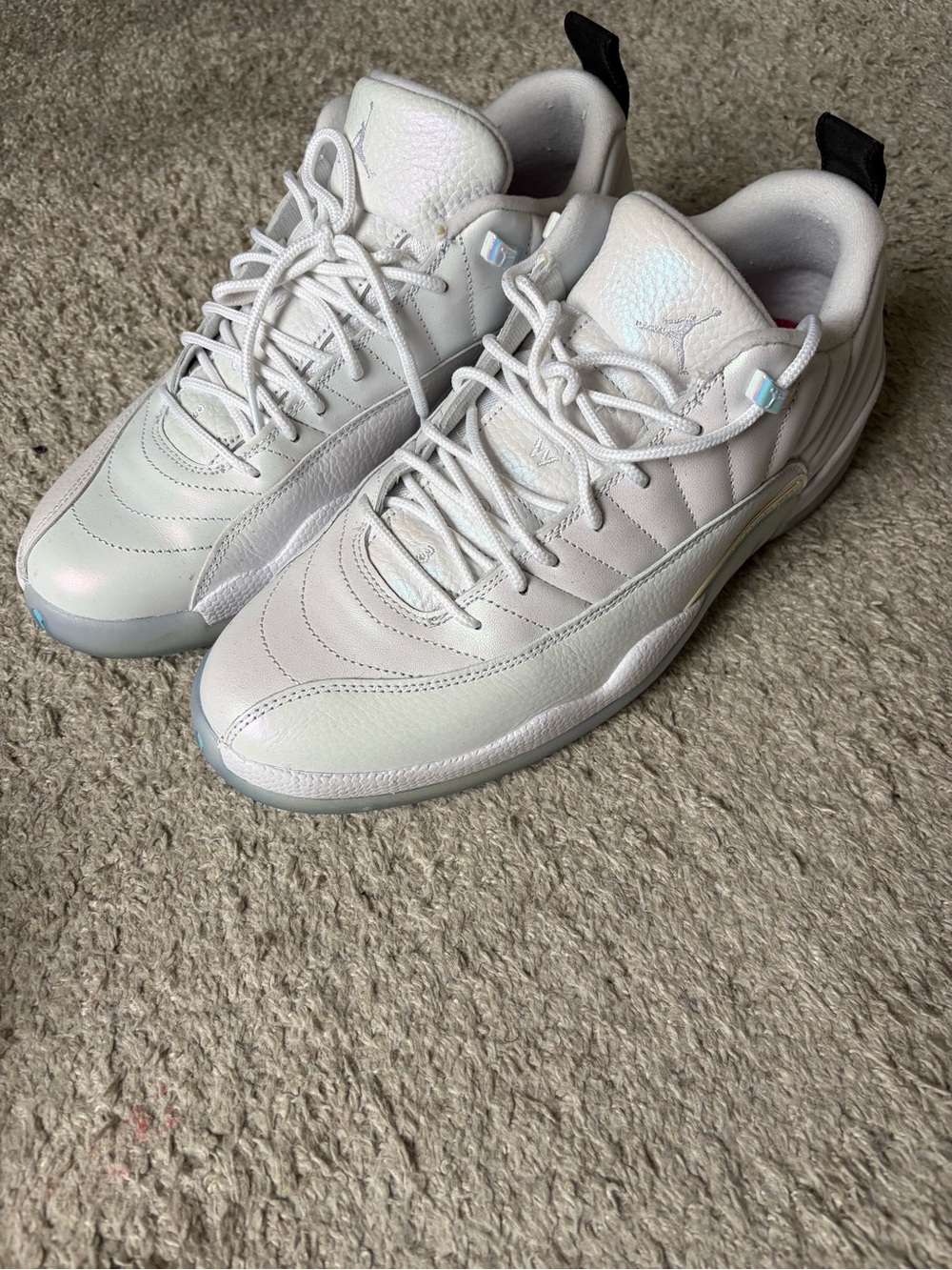 Jordan 12 Low White Leather Sneakers